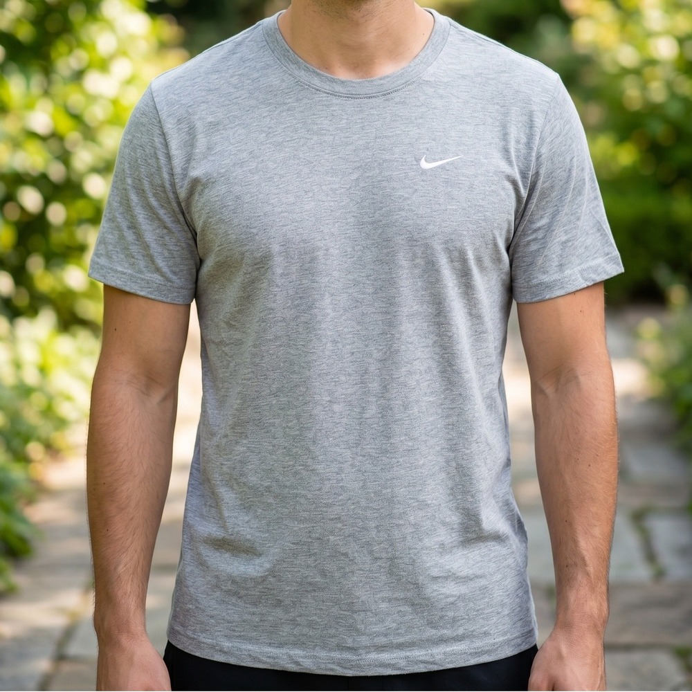 Nike The Nike Tee Mens Heather Gray Short Sleeve Swoosh Logo T-Shirt L‎